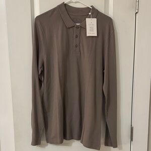 VUSTRA Men's Taupe Long Sleeve Polo